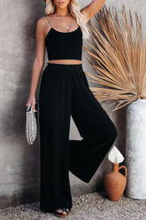 Solide Split Joint Loose High Waist Wide Leg Solid Color Bottoms